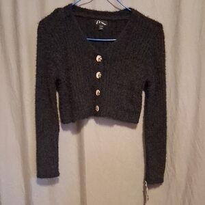 Art Class Black Cropped Cardigan Sweater